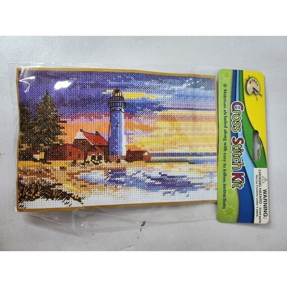 COUNTED Cross Stitch Kit Lighthouse 9.25" x 7.75" Sharp Trading and Wholesale - Picture 1 of 5